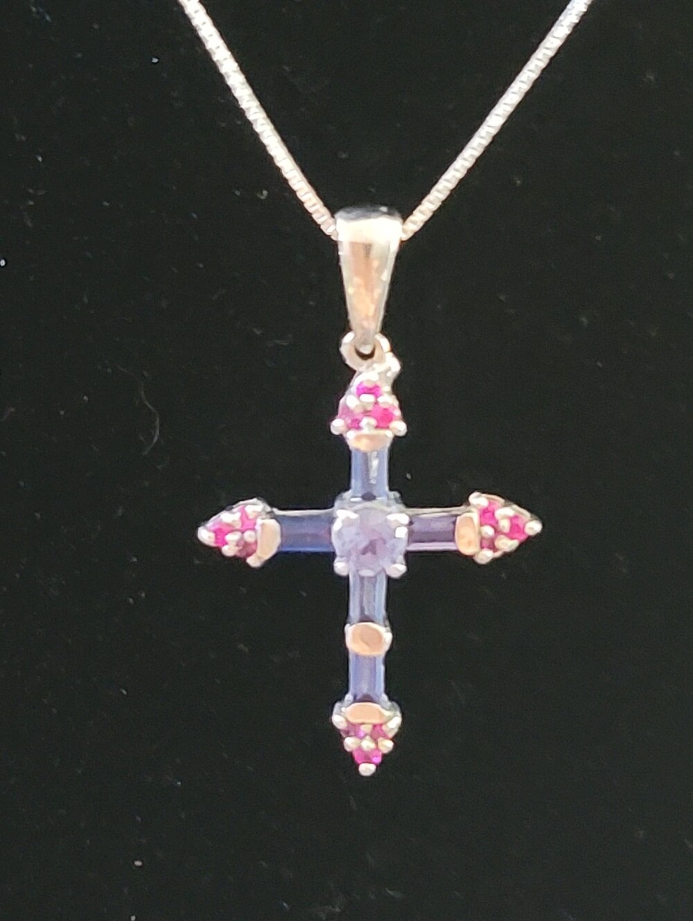 925 Sterling Estate Ceylon Sapphire/Ruby Pendant